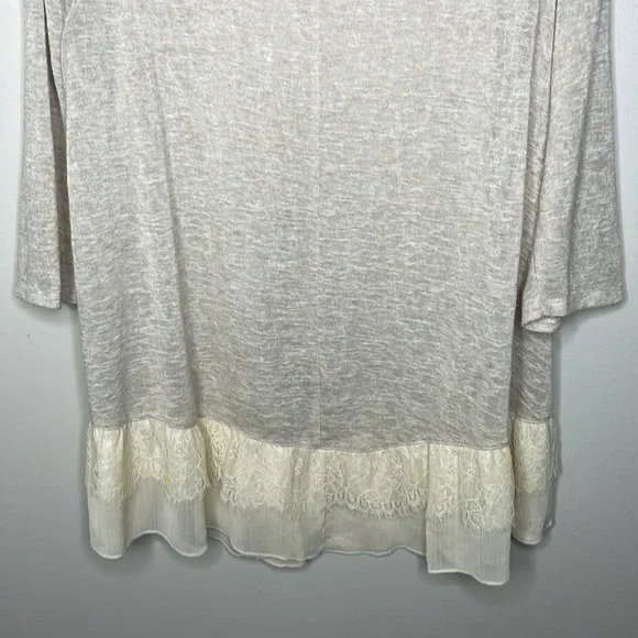 Living Doll Size 2X Ivory Lace Trim Gauzy 3/4 Sleeve Lightweight Dainty Top - Picture 11 of 11